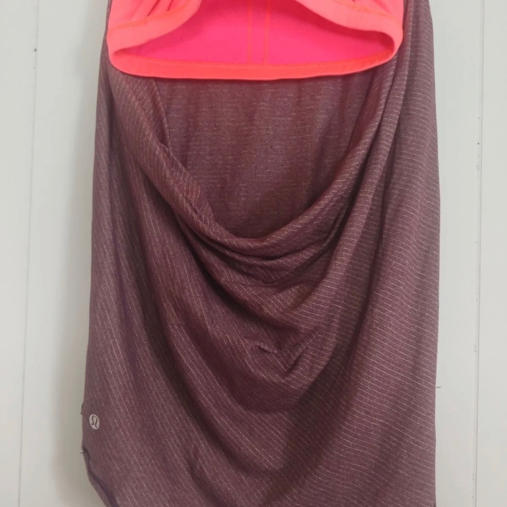 Lululemon Tank Top Free to be Wild Built In Bra Heathered open back Plum - Picture 5 of 6